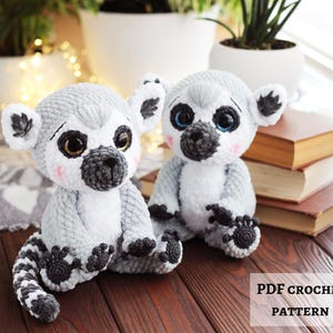 Crochet Plush Lemur PDF Pattern – Amigurumi Lemur Tutorial – Easy Step-by-Step Plush Toy Pattern – Digital Download – Soft Toy DIY