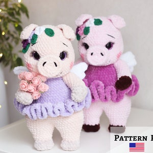 Crochet pig pattern. Amigurumi piglet. Easy crochet pattern. Plushie crochet toy pattern. Pig stuffed animal pattern. PDF crochet tutorial