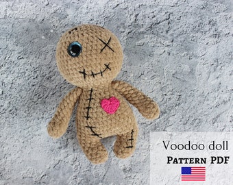 Modèle de poupée vaudou au crochet, poupée vaudou en peluche, jouet au crochet d'Halloween, poupée vaudou effrayante, poupée d'halloween, poupée mignonne effrayante, poupée d'horreur