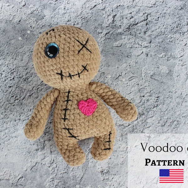 Crochet voodoo doll pattern, plush voodoo doll, Halloween crochet toy, creepy voodoo doll, halloween doll, creepy cute doll, horror doll