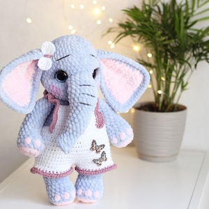 Elephant plush toy,  stuffed elephant keepsake, cute stuffed animal, blue elephant