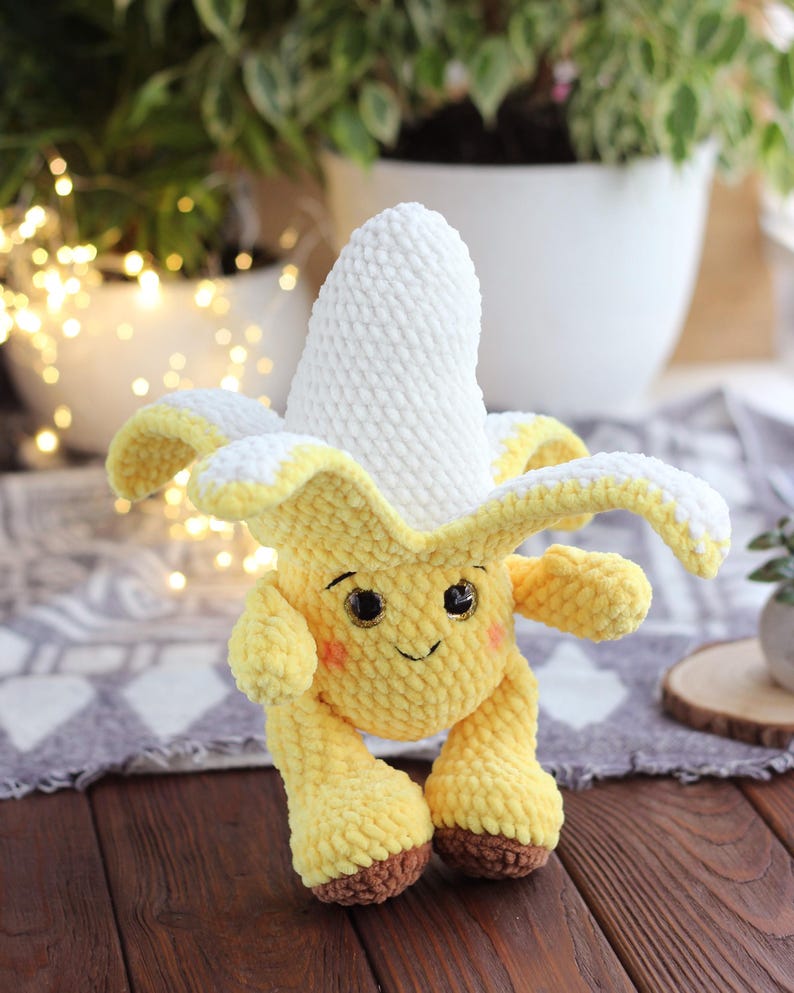 Crochet Plush Banana Pattern PDF – Amigurumi Banana Toy Tutorial – Cute Kawaii Fruit Crochet Pattern – Easy Banana Plushie DIY – Instant Download