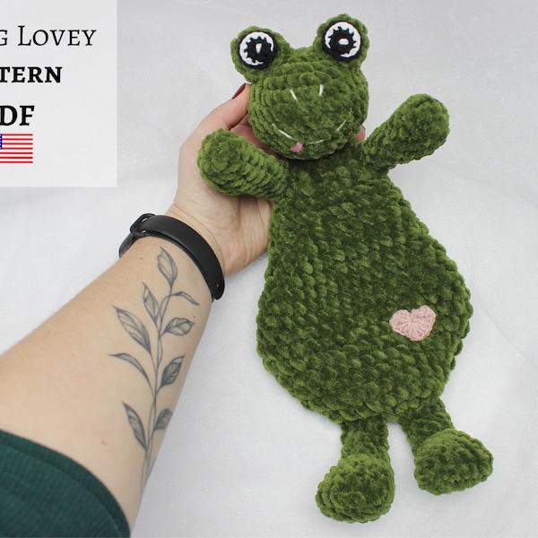 Crochet frog lovey pattern, plush lovey, baby frog lovey, gift for newborn, first baby toy, crochet snuggler, lovey crochet pattern,