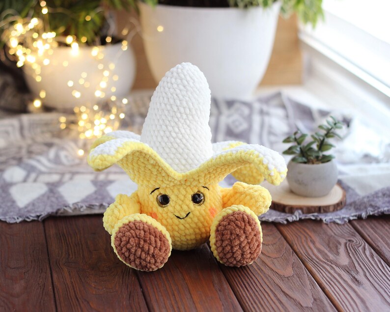 Crochet Plush Banana Pattern PDF – Amigurumi Banana Toy Tutorial – Cute Kawaii Fruit Crochet Pattern – Easy Banana Plushie DIY – Instant Download