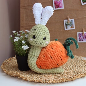 Divertente giocattolo a forma di lumaca coniglietto, lumaca di peluche, lumaca all'uncinetto, divertente regalo primaverile, regalo per Pasqua