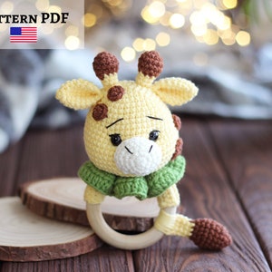 Crochet giraffe rattle pattern, DIY baby rattle, Baby shower gift, Safari nursery decor, Giraffe Amigurumi