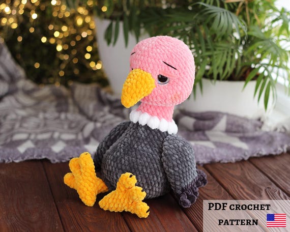 Crochet Vulture Pattern Gothic Bird Amigurumi PDF Plush Animal Tutorial DIY Decor