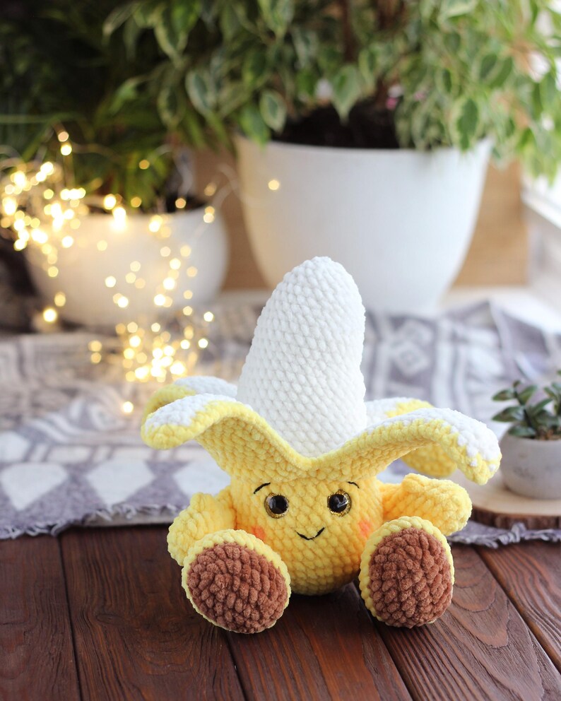 Crochet Plush Banana Pattern PDF – Amigurumi Banana Toy Tutorial – Cute Kawaii Fruit Crochet Pattern – Easy Banana Plushie DIY – Instant Download