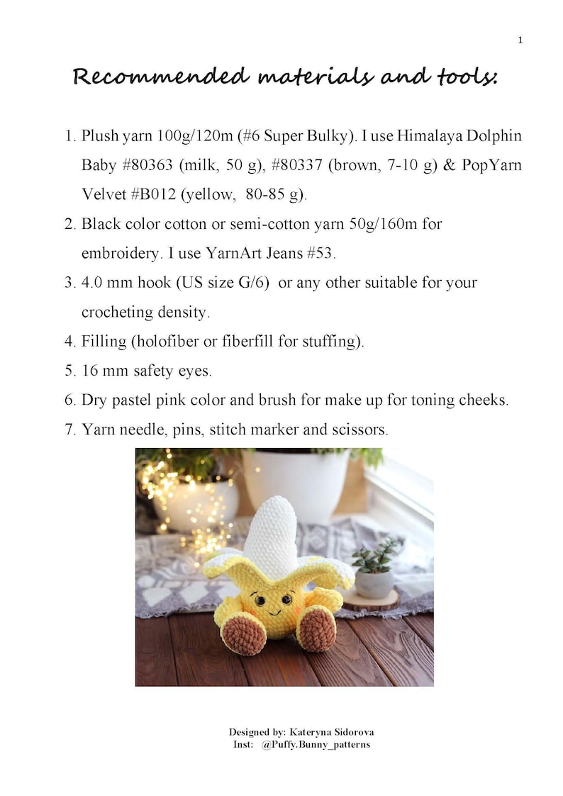 Crochet Plush Banana Pattern PDF – Amigurumi Banana Toy Tutorial – Cute Kawaii Fruit Crochet Pattern – Easy Banana Plushie DIY – Instant Download