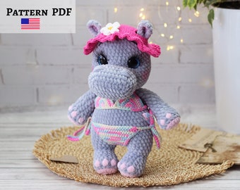 Modèle au crochet hippopotame, motifs hippopotames au crochet, animaux mignons au crochet, modèle amigurumi kawaii, jouet hippopotame bricolage, modèles au crochet amigurumi