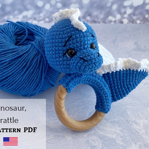 Crochet dinosaur rattle pattern, Crochet rattle, Amigurumi dino,  DIY crochet toy, Dinosaur  toy tutorial, Easy crochet pattern