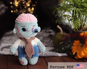 Zombie Häkelanleitung PDF Halloween Amigurumi Plush Gothic Decor