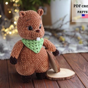 Crochet beaver pattern, Plush beaver toy, Toy crochet tutorial, easy crochet pattern, plushie pattern, amigurumi crochet pattern no sew