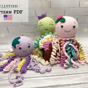 Motivo medusa all'uncinetto, sonaglio medusa amigurumi, giocattolo di polpo ripieno, motivo all'uncinetto