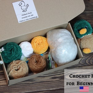 Duck crochet kit. Crochet kit for beginners. Mallard plush toy. Crochet kit for adults
