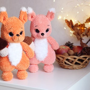 Squirrel plush toy, squirrel stuffed animal, Crochet plush squirrel, Amigurumi squirrel, Birthday gift for baby girl, custom squirrel toy