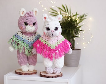 Lama Plüschtier, Lama im Poncho, süßes Alpaka Spielzeug, gefülltes Plüsch Alpaka, süßes Geschenk für Mädchen