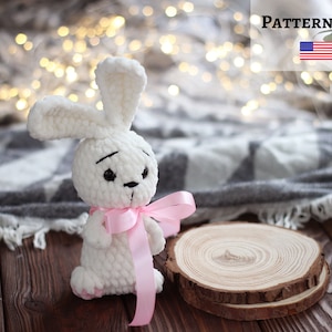 Crochet bunny pattern, mini bunny toy pattern, no sewing crochet pattern, stuffed bunny toy, DIY plush bunny