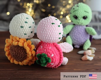 No sew baby turtle crochet pattern, crochet turtle pattern, sunflower turtle crochet pattern, crochet turtle plushie
