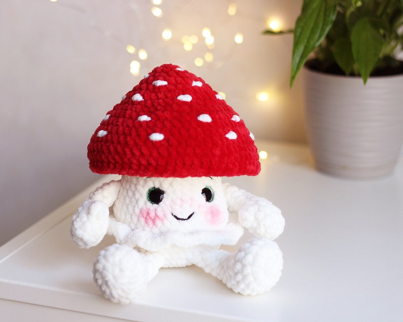 Peluche champignon rouge, jouet champignon phosphorescent, jolie figurine champignon, image 5