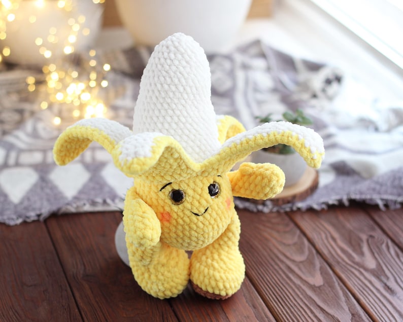 Crochet Plush Banana Pattern PDF – Amigurumi Banana Toy Tutorial – Cute Kawaii Fruit Crochet Pattern – Easy Banana Plushie DIY – Instant Download
