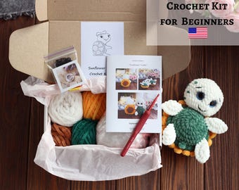 Sunflower Turtle Crochet Kit: DIY Plush Toy for Beginners