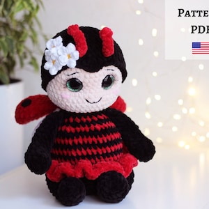 Crochet ladybug pattern, cute crochet pattern, stuff animal pattern, cute ladybug pattern, DIY ladybug toy