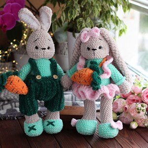 Bunny plush toy, Unique baby gift, Cute bunny girl, baby crochet stuffed bunny, personalized handmade bunny