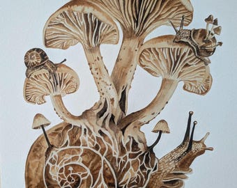 Mushroom Snail Giclee print