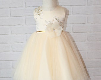 Pastel yellow Satin and tulle fit and flare dress with headband