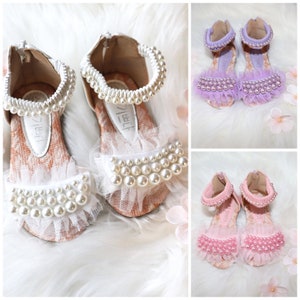 Girl pearl shoes/ flower girl sandals