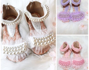 Girl pearl shoes/ flower girl sandals