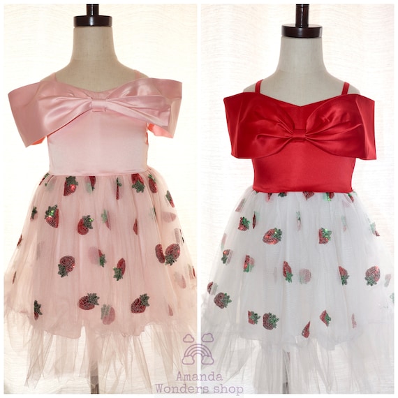 Strawberry Sequin Dress Girls Etsy