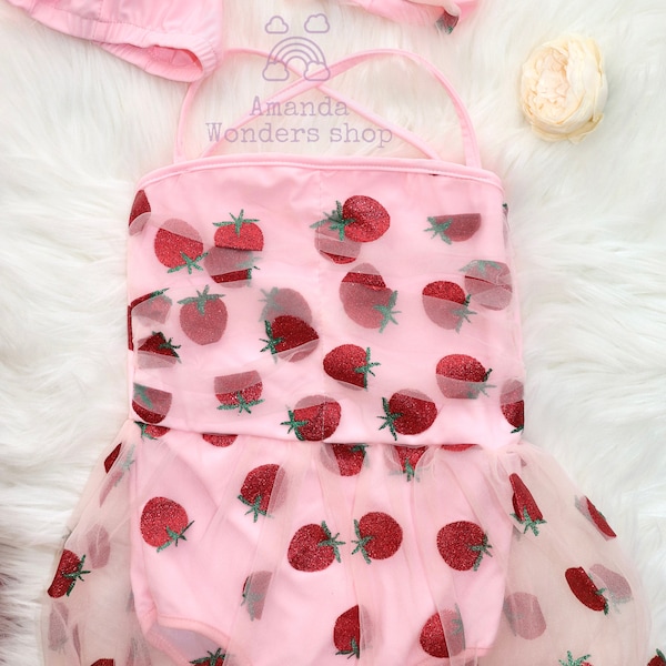 RTS (18/24) Strawberry 1 Piece Swimsuit main image 1