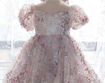 Puff sleeve sequin dress