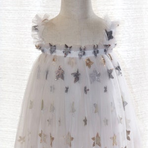 Gold and silver star tulle dress