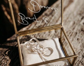 Ring box Gold | Ring box made of glass Angular | personalized for the wedding