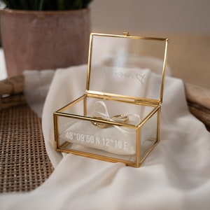 Caja de anillo de oro Caja para anillos de cristal cuadrada personalizado para la boda imagen 2