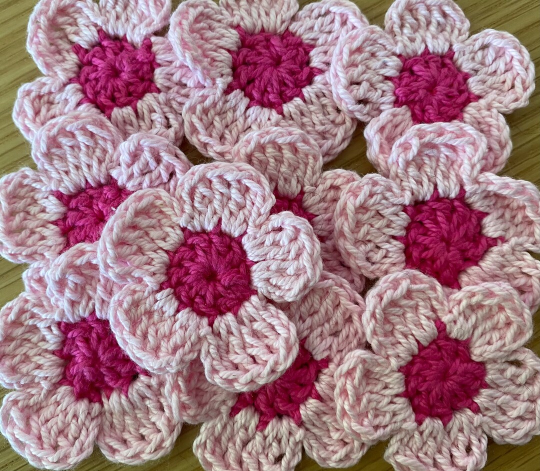 10 Crochet Cotton Flowers Etsy