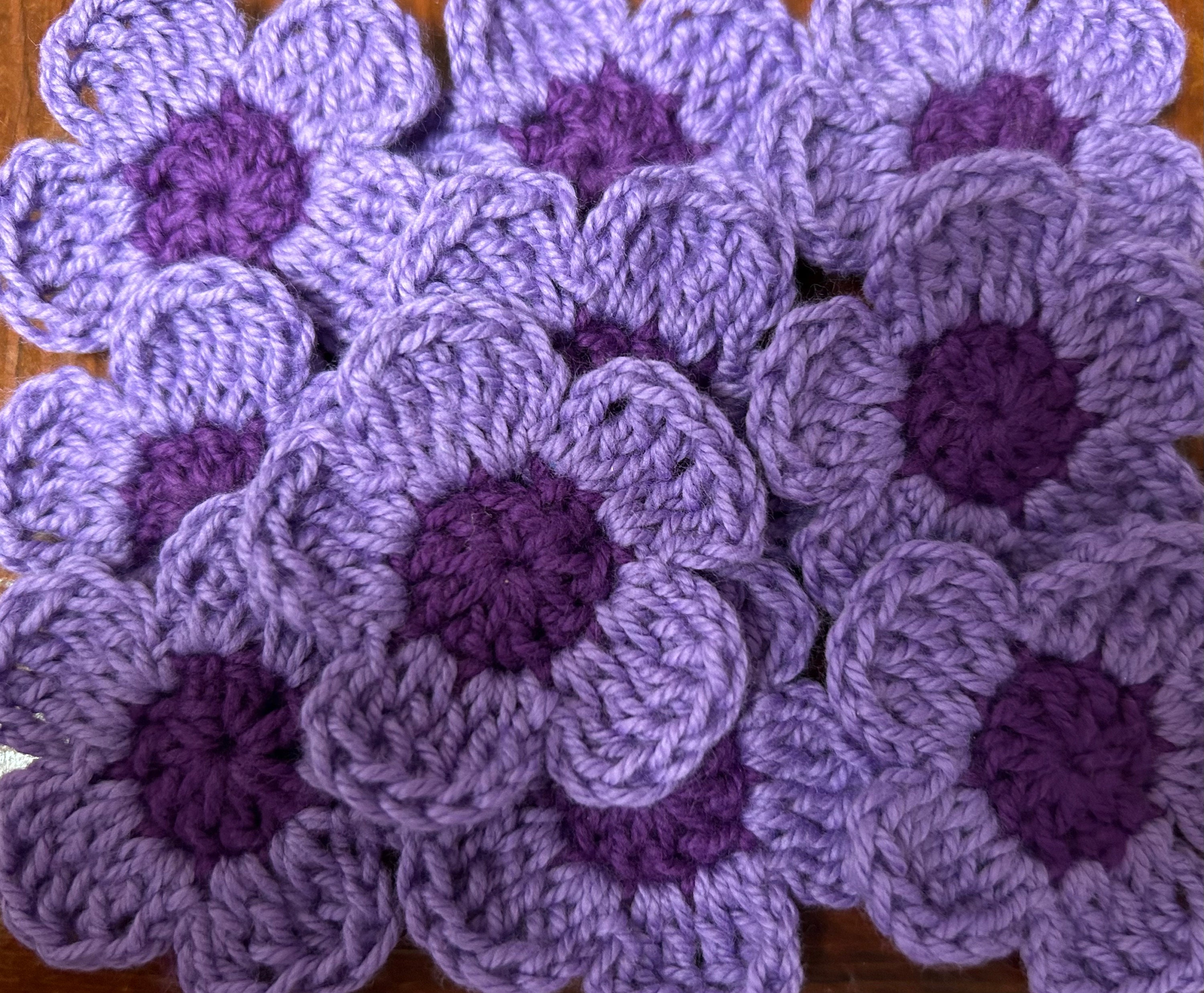 10 Crochet Cotton Flowers Etsy