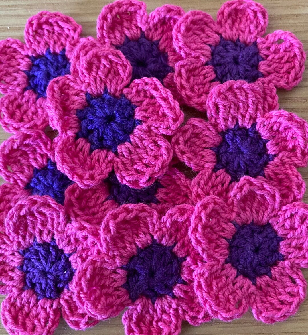 10 Crochet Cotton Flowers Etsy