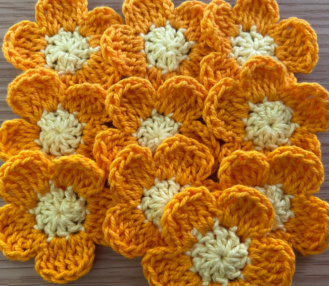 10 Crochet Cotton Flowers Etsy