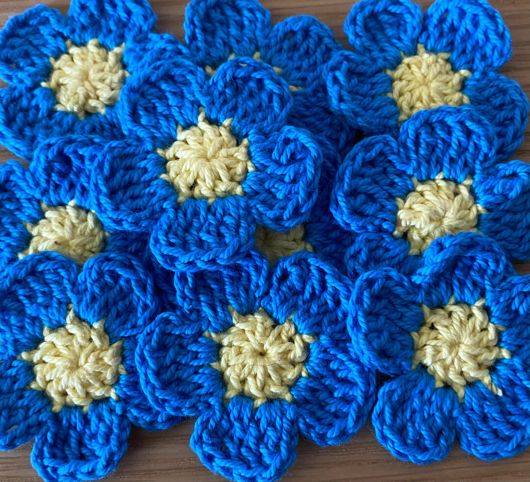 10 Crochet Cotton Flowers Etsy