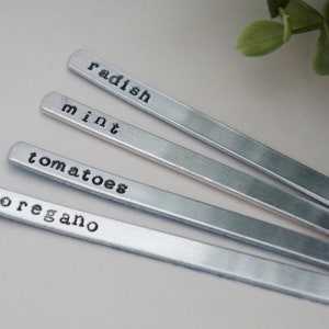 Hand stamped aluminum plant markers - 1/4"