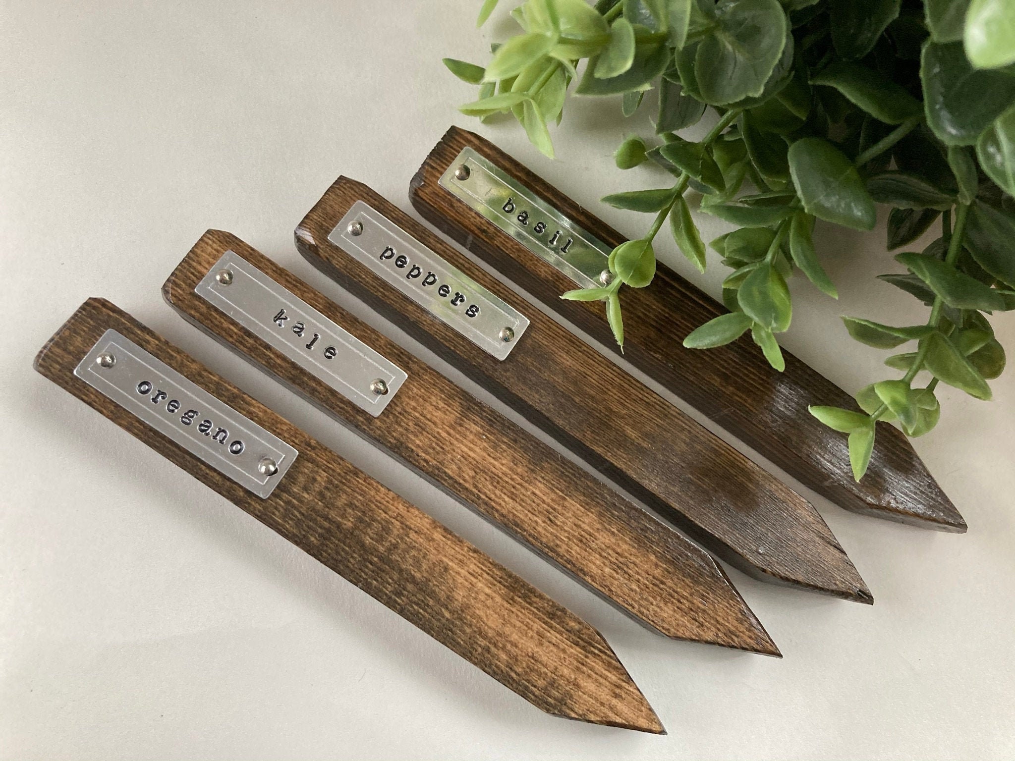 Handmade Aluminum & Wood Plant Markers 6 Etsy