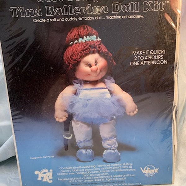 Vintage 1983 Soft Sculpture Tina Ballerina Doll Kit 16" Baby Doll MADE IN USA