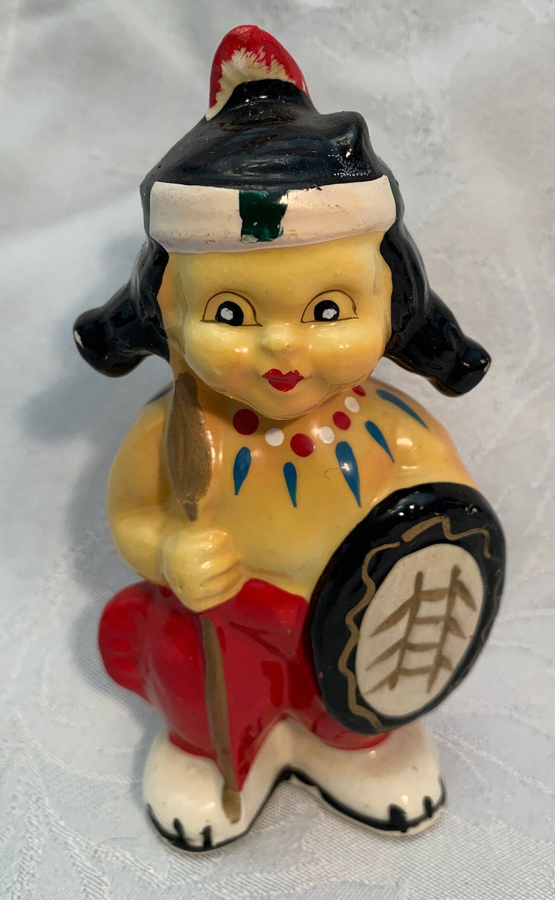 Vintage Enesco Porcelain Indian Girl Japan 1950s Etsy