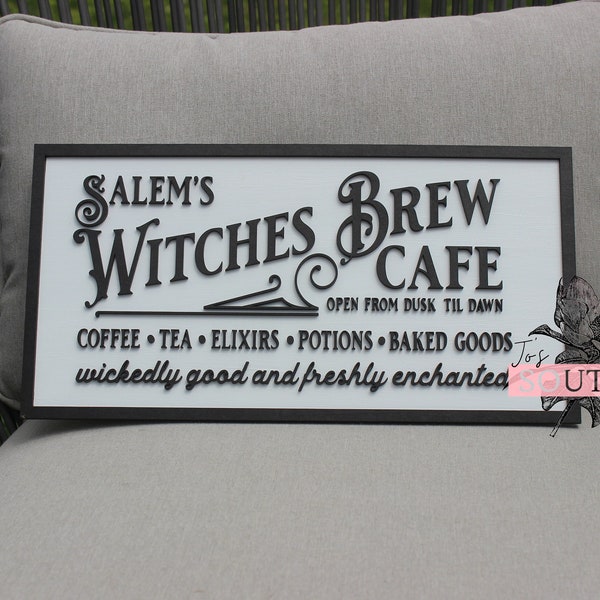 Halloween Salem's Witches Brew Cafe Wood Sign