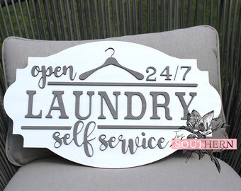 Laundry Service Wood Sign, Washing room Wall Decor, Laundry Room Decor, Farmhouse Wall Art