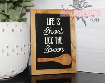 vintage spoon lick the spoon x Life is short gift boxed birthday gift motivation gift gift under 15 Stamped spoon quote spoon